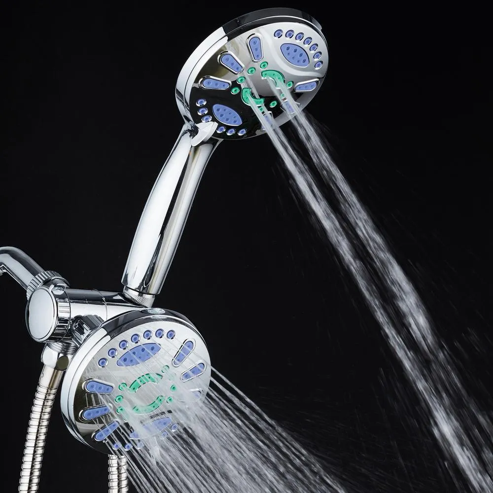 Antimicrobial 48-Spray 4.3 in. High Pressure 3-Way Dual Shower Head and Handheld Shower Head Combo in Chrome, photo 7 of 9