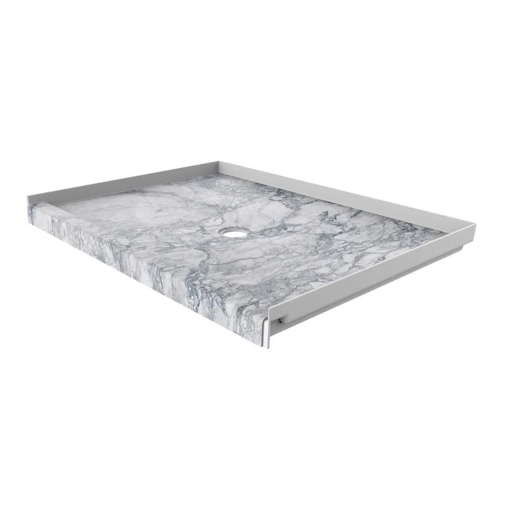 34 in. x 48 in. Single Threshold Shower Base with Center Drain in Calacatta White, photo 16 of 21