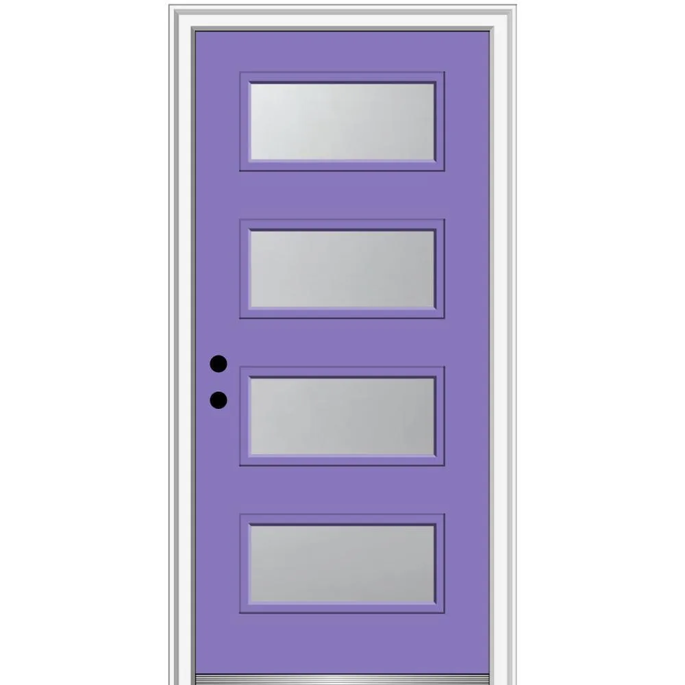 MMI Door 36 in. x 80 in. Celeste Left-Hand Inswing 4-Lite Frosted Glass Painted Steel Prehung Front Door on 6-9/16 in. Frame, photo 13 of 52