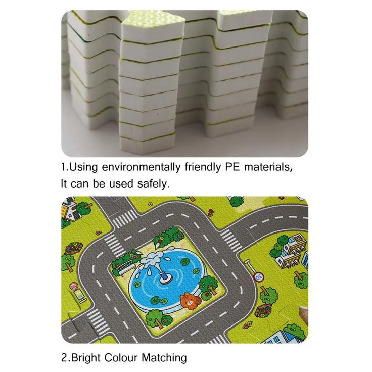 Traffic Play Mat Puzzle Foam Interlocking Tiles Kids Road Traffic Play Rug Children Educational Playmat Rug Baby Play Set Mat, photo 4 of 7