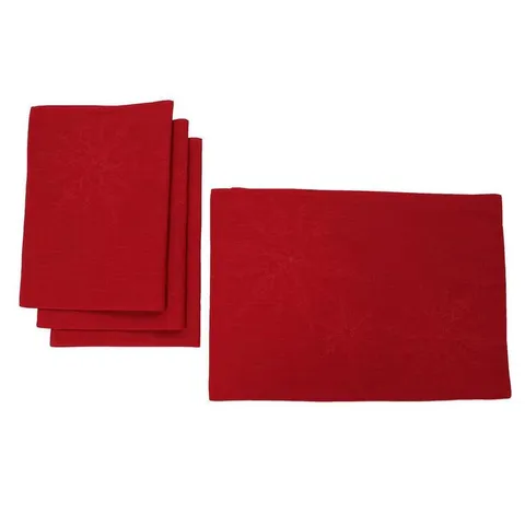 14 × 20 in Red Magical Snowflakes Crewel Embroidered Christmas Placemats
