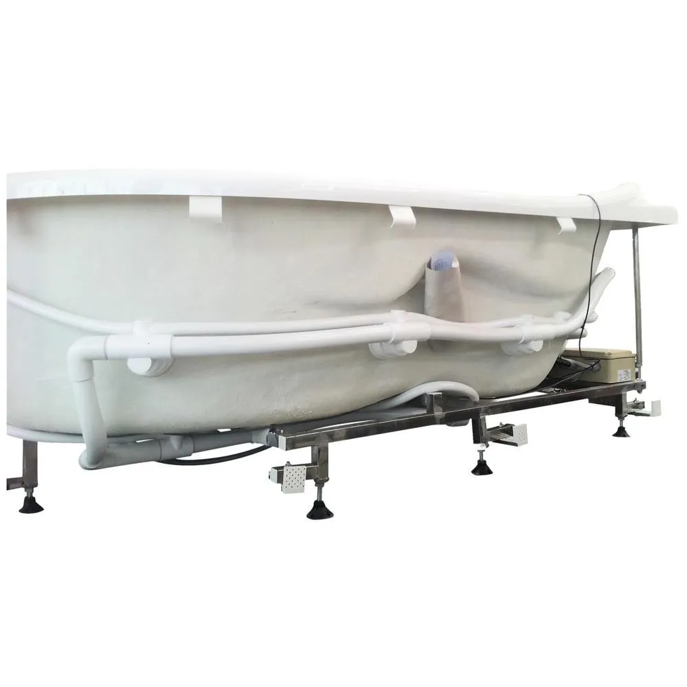 EAGO 71 in. Acrylic Left Drain Corner Apron Front Whirlpool Bathtub in White, photo 5 of 11