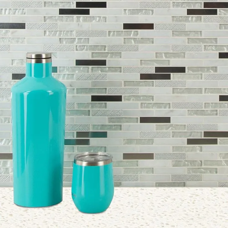MSI Ocean Crest Brick 12 in. x 12 in. x 8 mm Glass Metal Stone Mesh-Mounted Mosaic Wall Tile (10 sq. ft. / case), photo 6 of 10