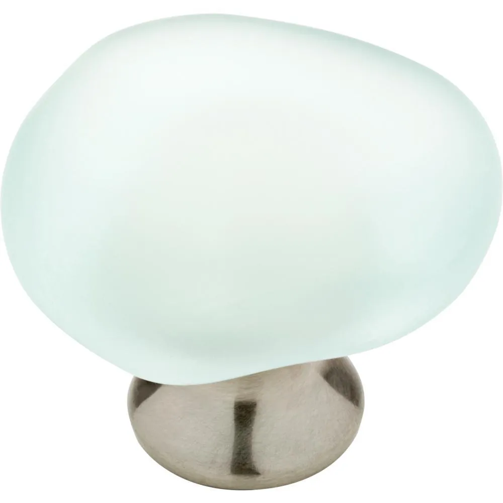 1-1/2 in. (38mm) Satin Nickel and Natural Aqua Sea Glass Cabinet Knob, photo 9 of 9