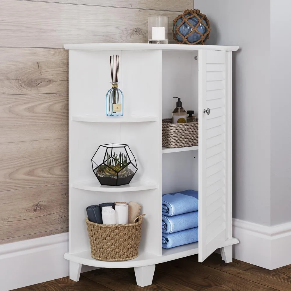RiverRidge Ellsworth 23-5/8 in. W x 31-1/10 in. H Bathroom Linen Storage Floor Cabinet with Side Shelves in White, photo 2 of 9