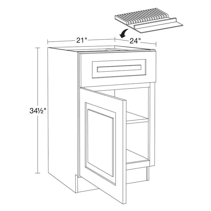 Home Decorators Collection Grayson 21 in. W x 24 in. D x 34.5 in. H Assembled Plywood Base Kitchen Cabinet in Mythic Blue with Knife Block LH, photo 3 of 5