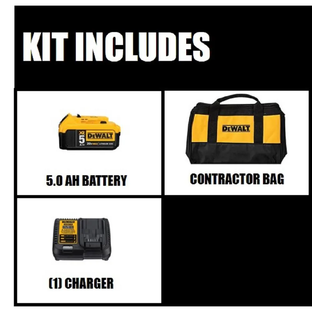 DEWALT 20-Volt MAX XR Lithium-Ion Starter Kit with Premium Battery Pack 5.0Ah, Charger and Kit Bag, photo 2 of 9