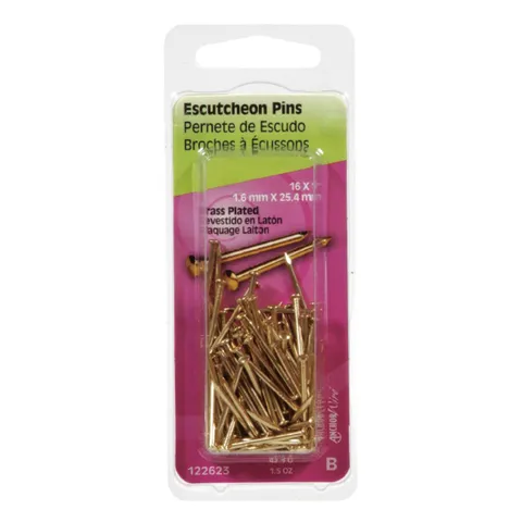 16 Ga. x 1 in. Brass-Plated Steel Escutcheon Pins, 1.5 oz Pack