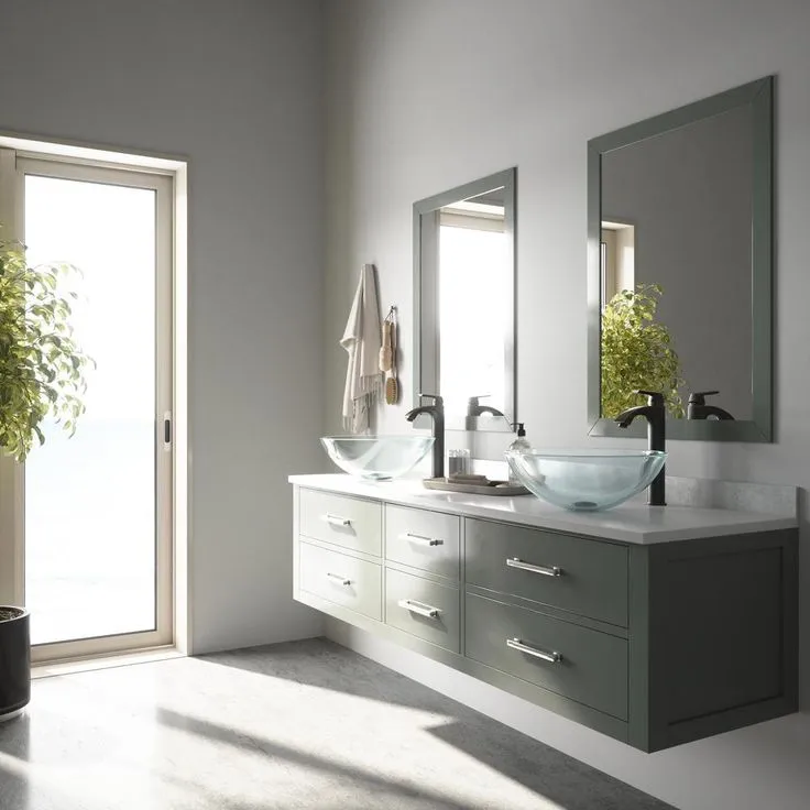 VIGO Clear Crystalline Handmade Countertop Glass Round Vessel Bathroom Sink in Iridescent, photo 5 of 10