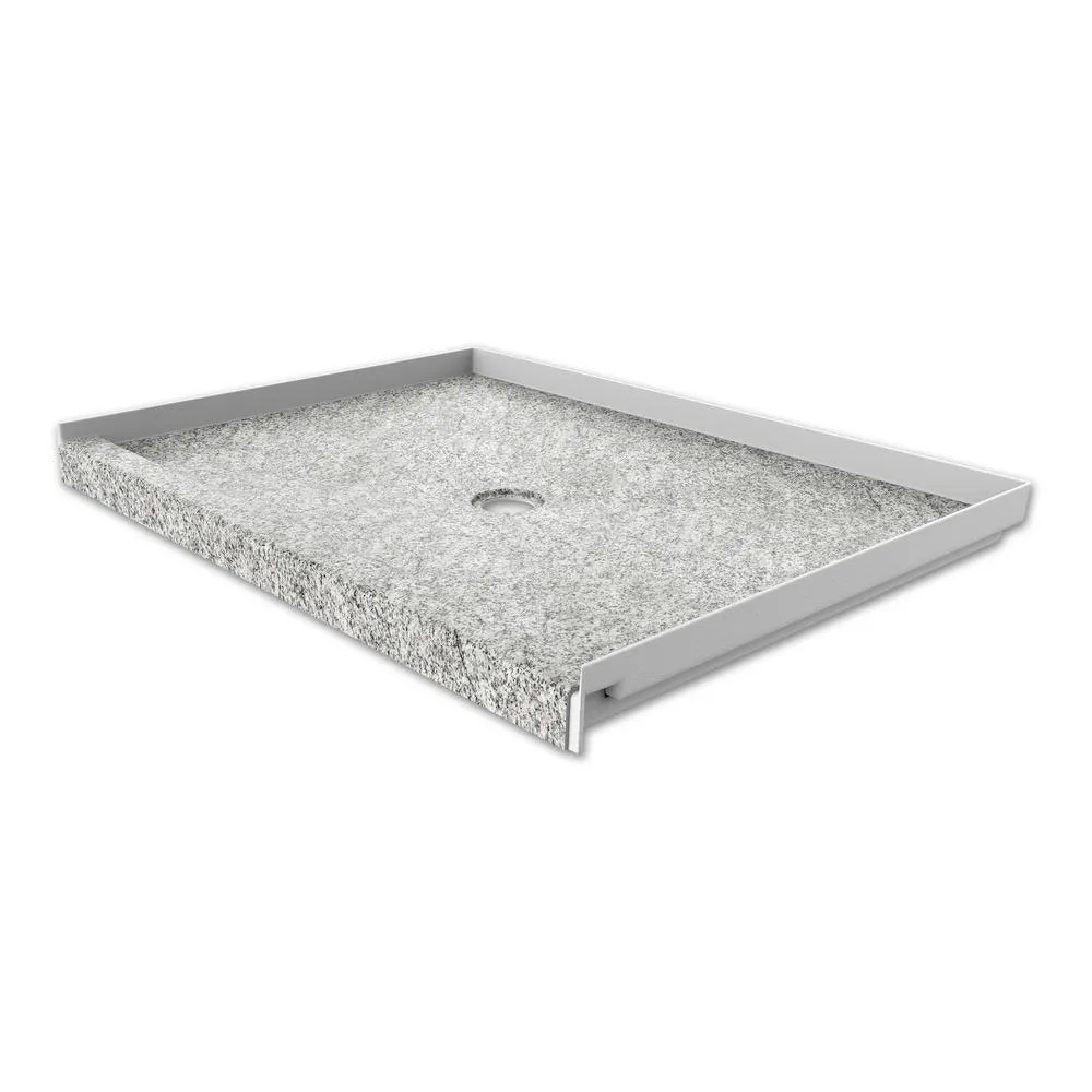 34 in. x 48 in. Single Threshold Shower Base with Center Drain in Calacatta White, photo 9 of 21