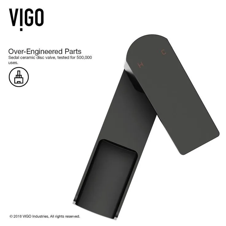 VIGO Sottile Glass Vessel Bathroom Sink in Black with Amada Faucet in Matte Black, photo 9 of 10