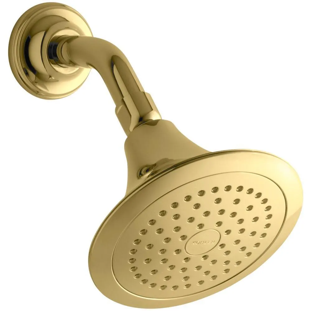 Forte 1-Spray 5.5 in. Single Wall Mount Fixed Rain Shower Head in Vibrant Brushed Nickel, photo 6 of 10