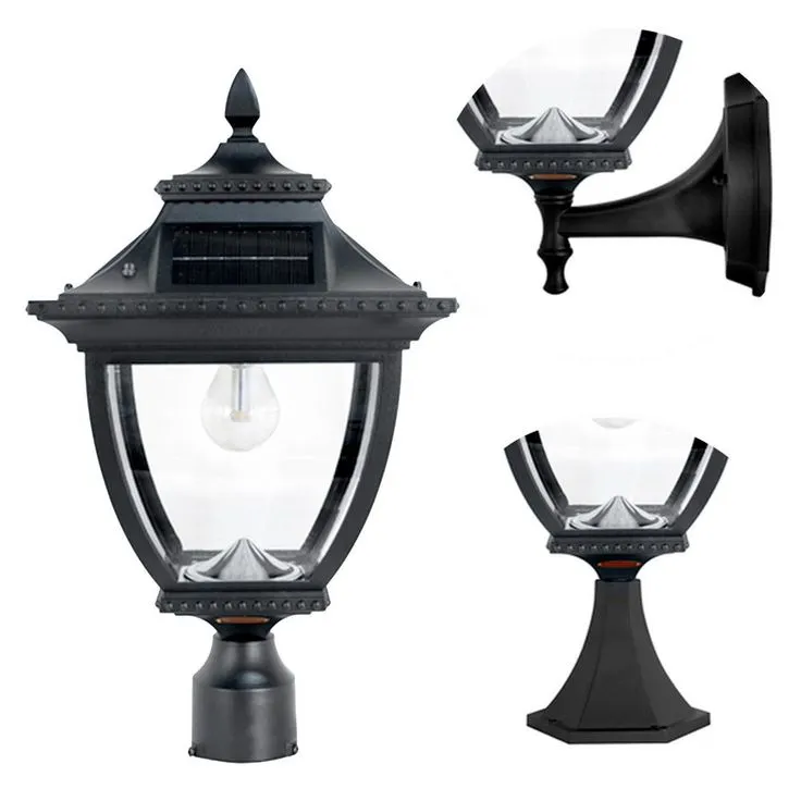 Gama Sonic Pagoda Bulb Solar 22 in. 1-Light Black Cast Aluminum for Outdoor with Post, Pier and Wall Mounts, photo 3 of 5