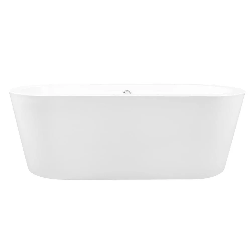 70.8 in. Acrylic Pop Up Drain Oval Double Ended Flatbottom Freestanding Bathtub in White, photo 5 of 9