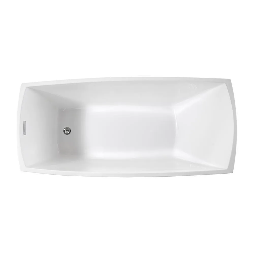 Albi 67 in. Acrylic Flatbottom Non-Whirlpool Freestanding Bathtub in Glossy White, photo 4 of 5