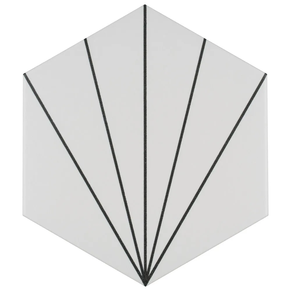 Merola Tile Aster Hex Blanco Encaustic 8-5/8 in. x 9-7/8 in. Porcelain Floor and Wall Tile (11.56 sq. ft. / Case), photo 6 of 8