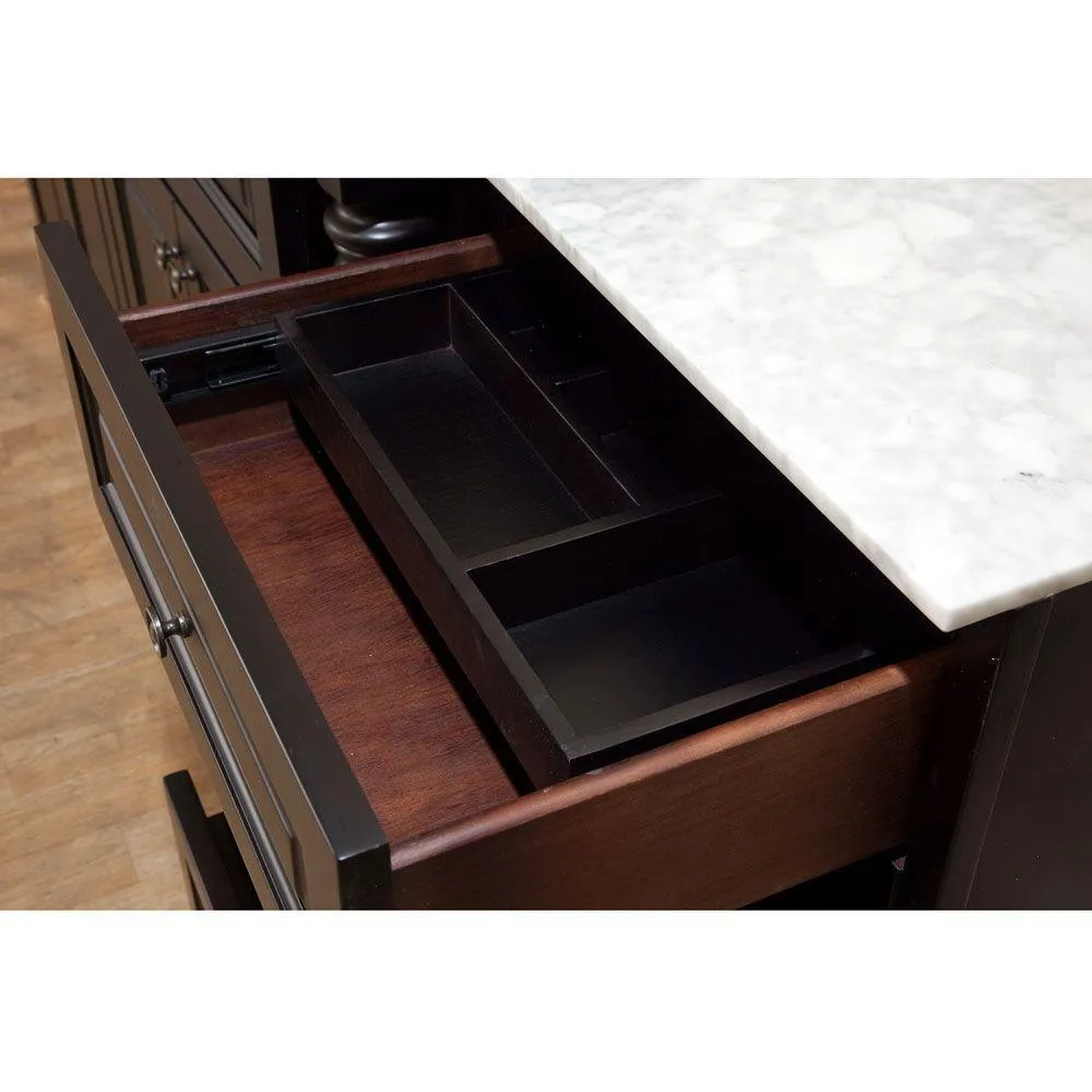 Newry 20 in. W x 33 in. H x 18 in. D Bathroom Linen Cabinet with Marble Vanity Top in Dark Mahogany, photo 2 of 3
