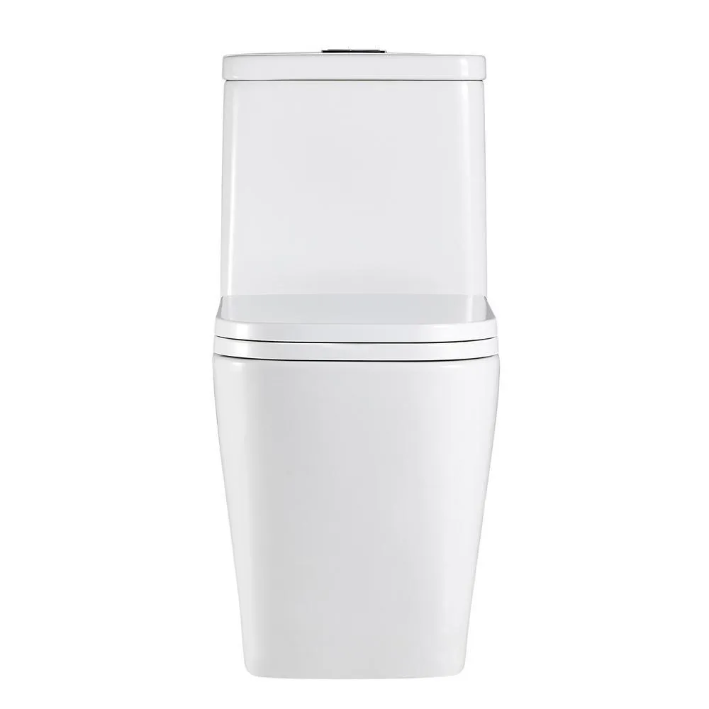 Fashion Toilet 1-Piece 1.28 GPF Double Flush Toilet White Square Toilet With Seat, photo 3 of 8