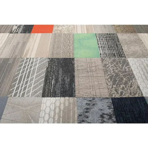 Assorted Pattern Commercial Peel and Stick Carpet Tile Planks