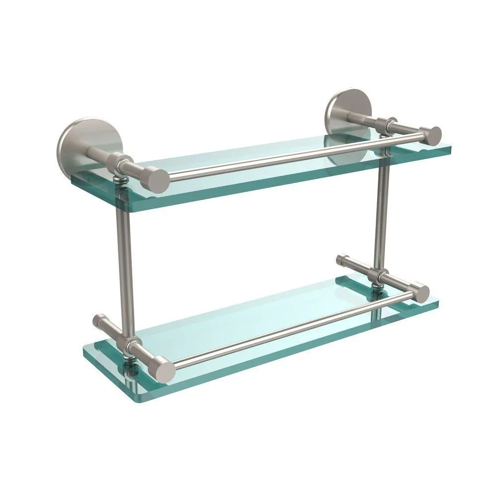 Allied Brass 16 in. L x 8 in. H x 5 in. W 2-Tier Clear Glass Bathroom Shelf with Gallery Rail in Brushed Bronze, photo 5 of 17