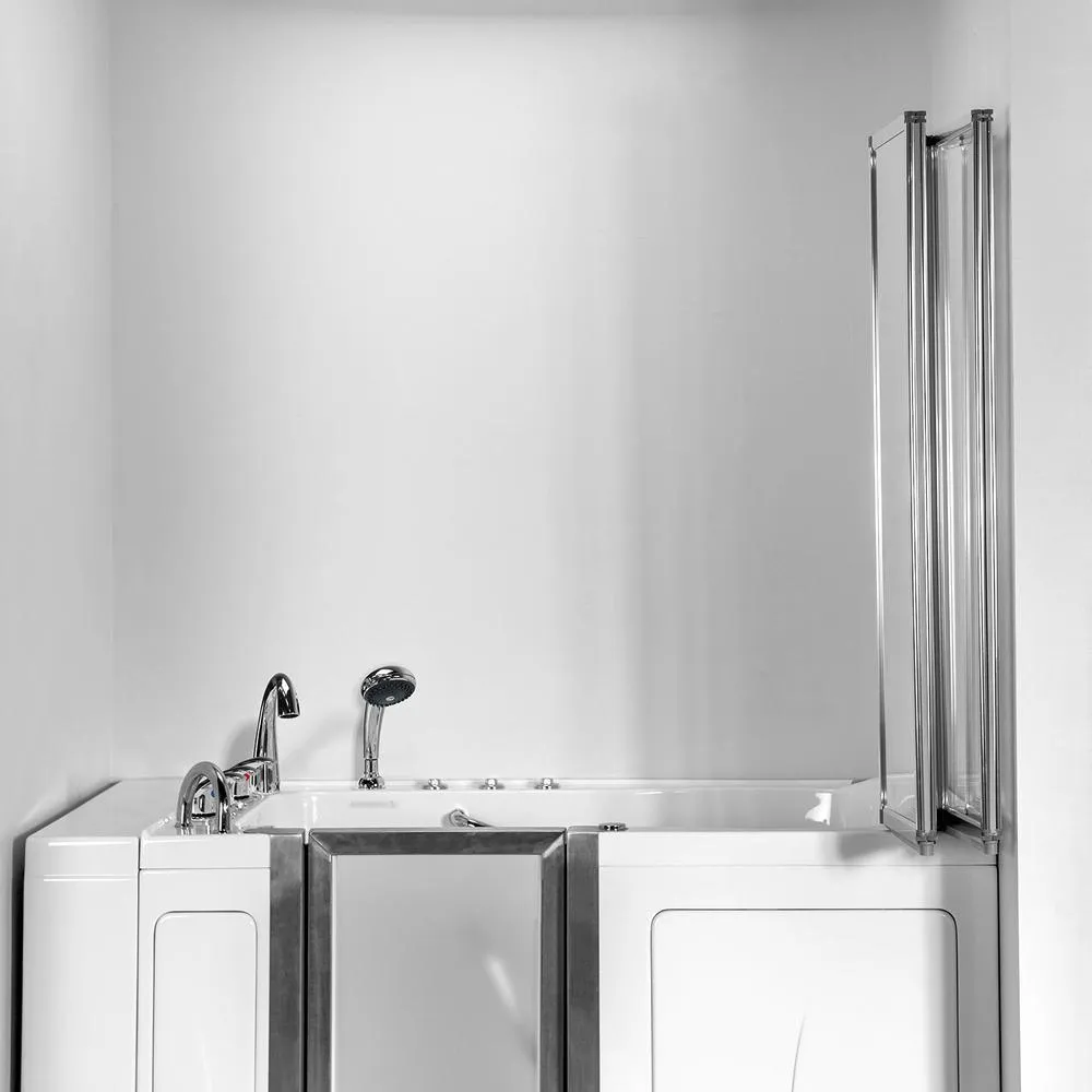 Ella Elite 52 in. Walk-In Whirlpool and Air Bath Bathtub, White, Left Door with Fast Fill Faucet, Dual Drain & Shower Screen, photo 2 of 16
