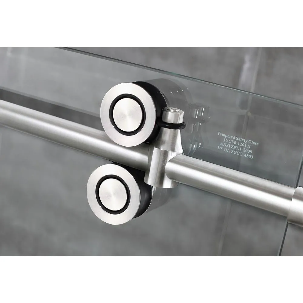 Langham XL 56 - 60 in. x 80 in. Frameless Sliding Shower Door with StarCast Clear Glass in Stainless Steel, Right Hand, photo 3 of 23