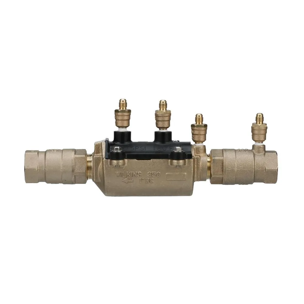 Zurn-Wilkins 1 in. Lead-Free Bronze Double Check Valve Assembly with Integral Male 45 Degree Flare SAE Test Fitting, photo 3 of 4