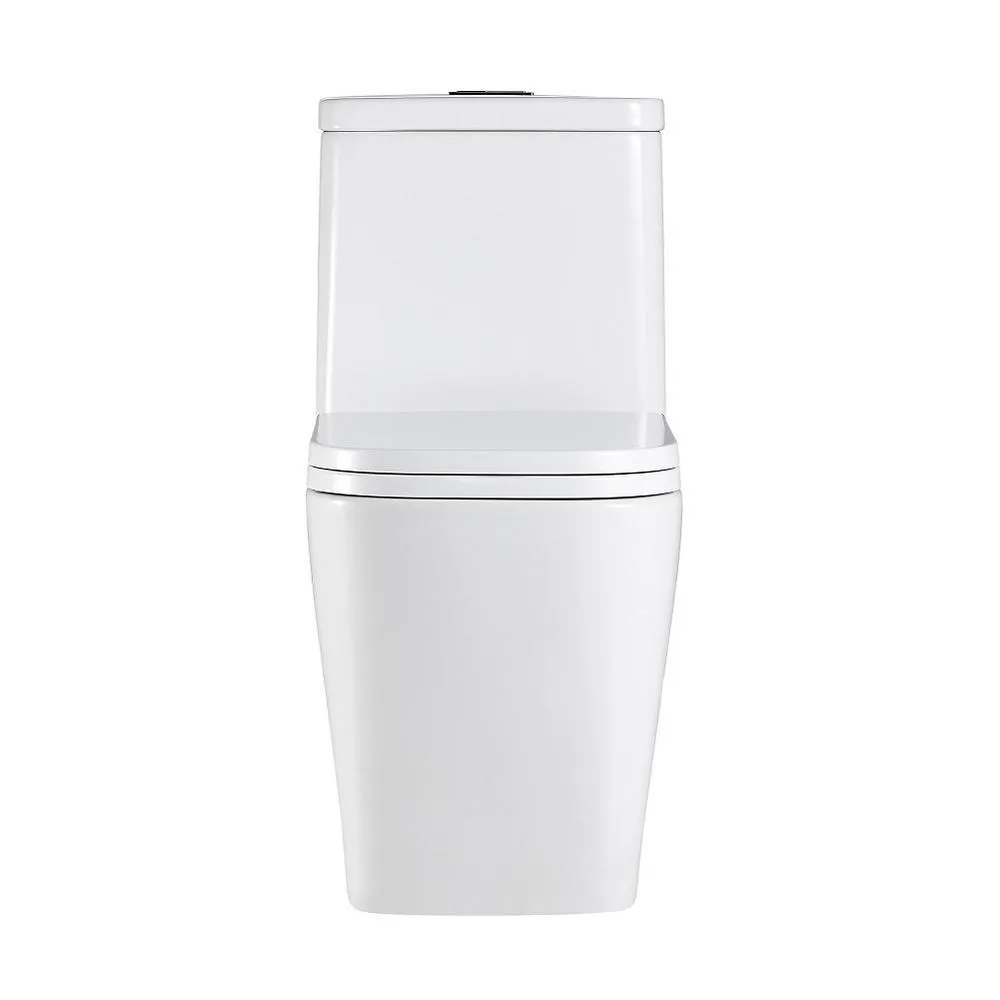 1-Piece 1.28 GPF Dual Flush Ceramic Square Elongated Toilet in White, Seat Included, photo 2 of 7