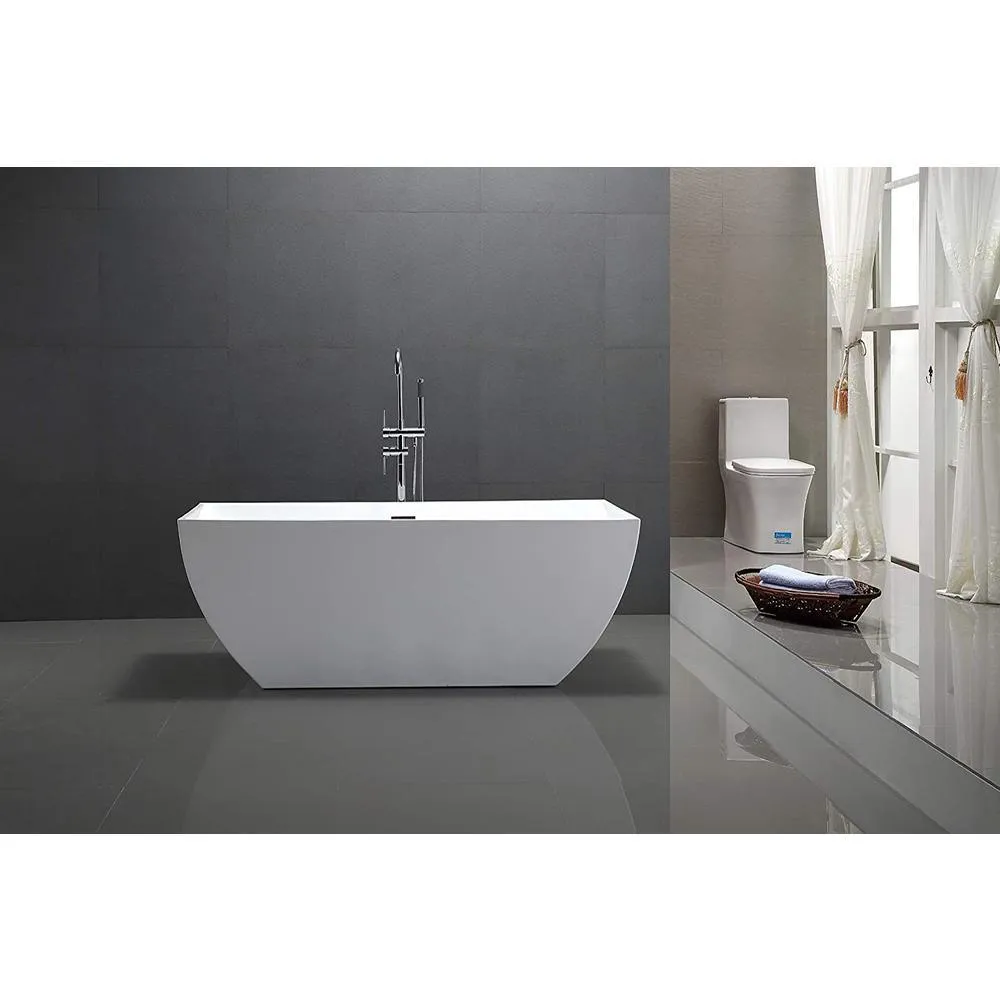 Montpellier 59 in. Acrylic Flatbottom Freestanding Bathtub in White, photo 3 of 6