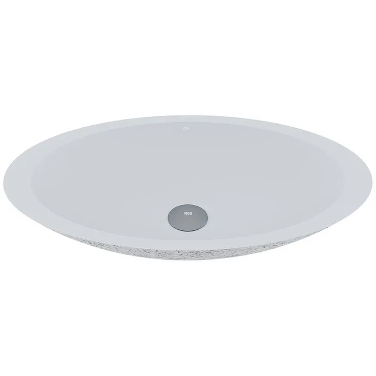 VIGO Wisteria Handmade Matte Stone Oval Vessel Bathroom Sink in Matte White, photo 8 of 8