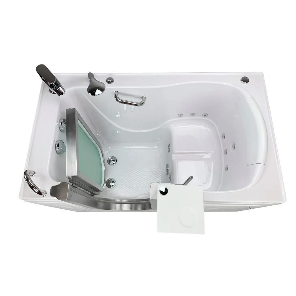Ella Royal 52 in. Acrylic Walk-In Whirlpool Bathtub in White with Left Door, 2-Piece Fast Fill Faucet and 2 in. Dual Drain, photo 10 of 11