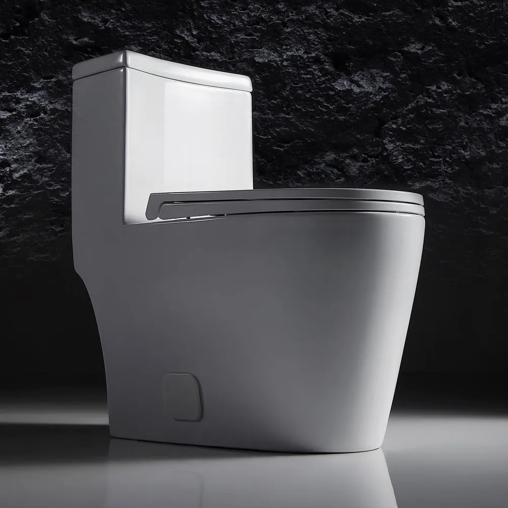 New Style Double Flush 1 Piece 0.8 / 1.28 GPF White Double Pumping Elongated Toilet With Chair, photo 5 of 8