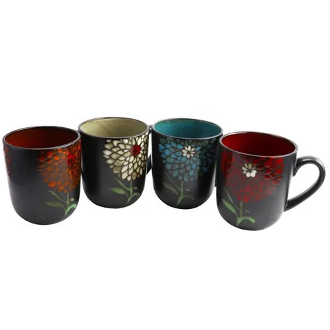 Gardenia Cafe 4-Piece Rustic Floral Earthenware Dinnerware Set
