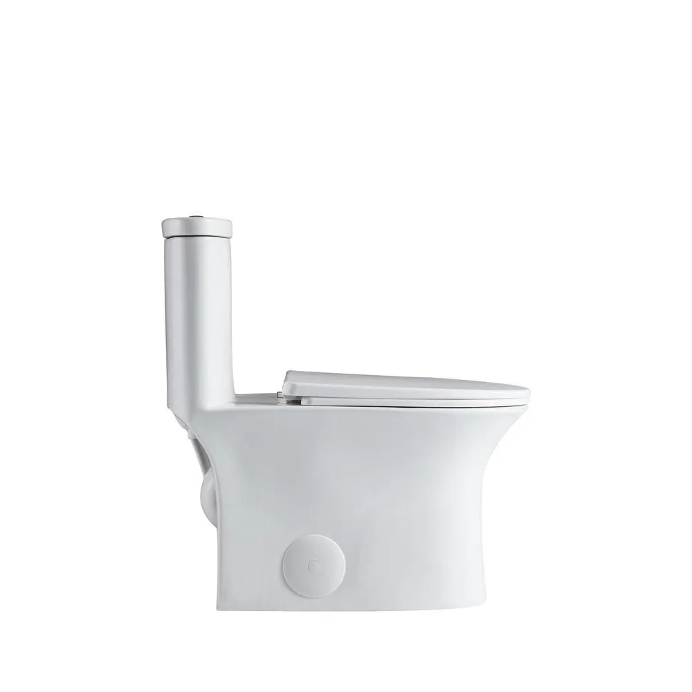 Dual Flush Ceramic 1-Piece 1.28/1.6 GPF Elongated Toilet with Seat and 12-In Rough-In, photo 3 of 6