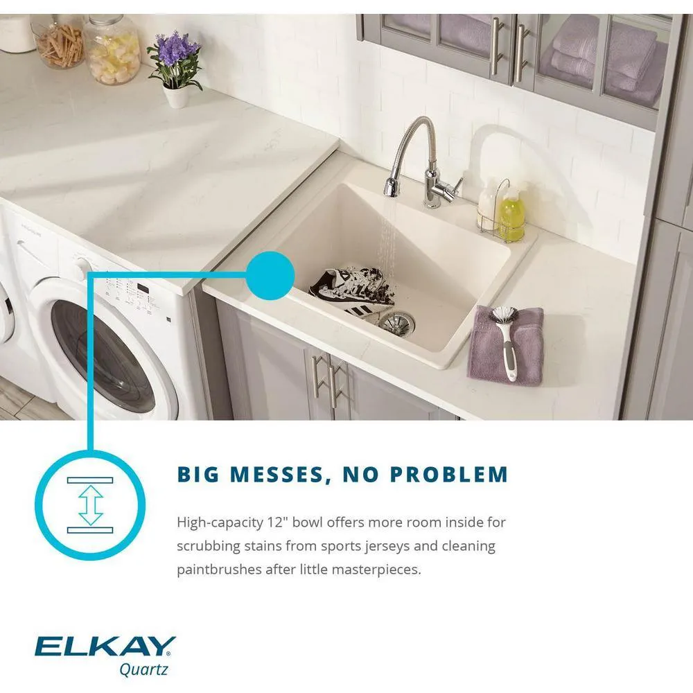 Quartz Classic Perfect Drain Undermount 25 in. Laundry Sink in White, photo 3 of 12