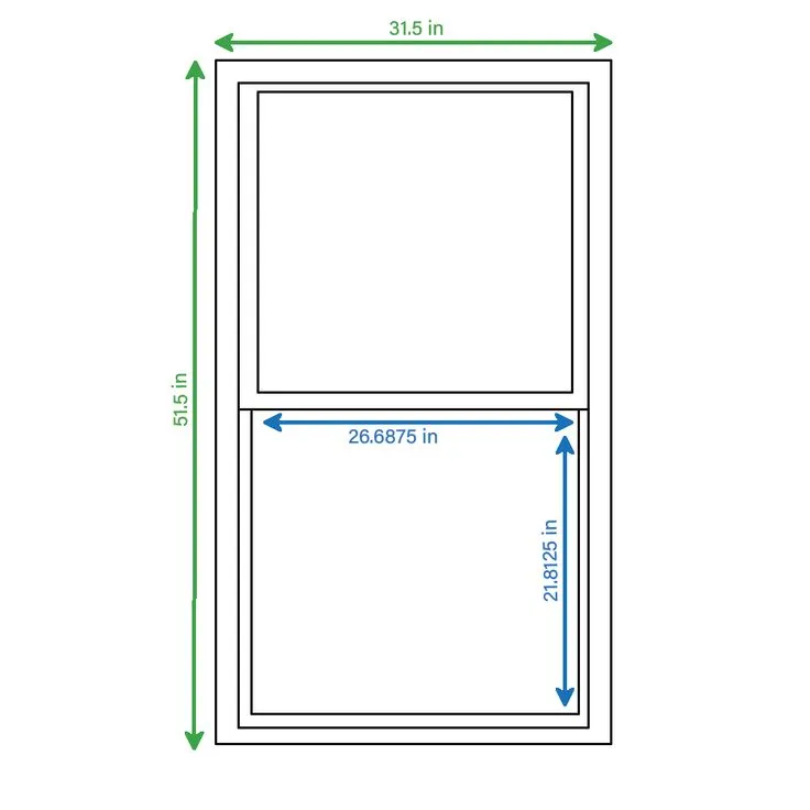 RELIABILT 150 Series New Construction 31-1/2-in x 51-1/2-in x 3-1/4-in Jamb White Vinyl Low-e Argon Single Hung Window with Grids Half Screen Included, photo 5 of 7