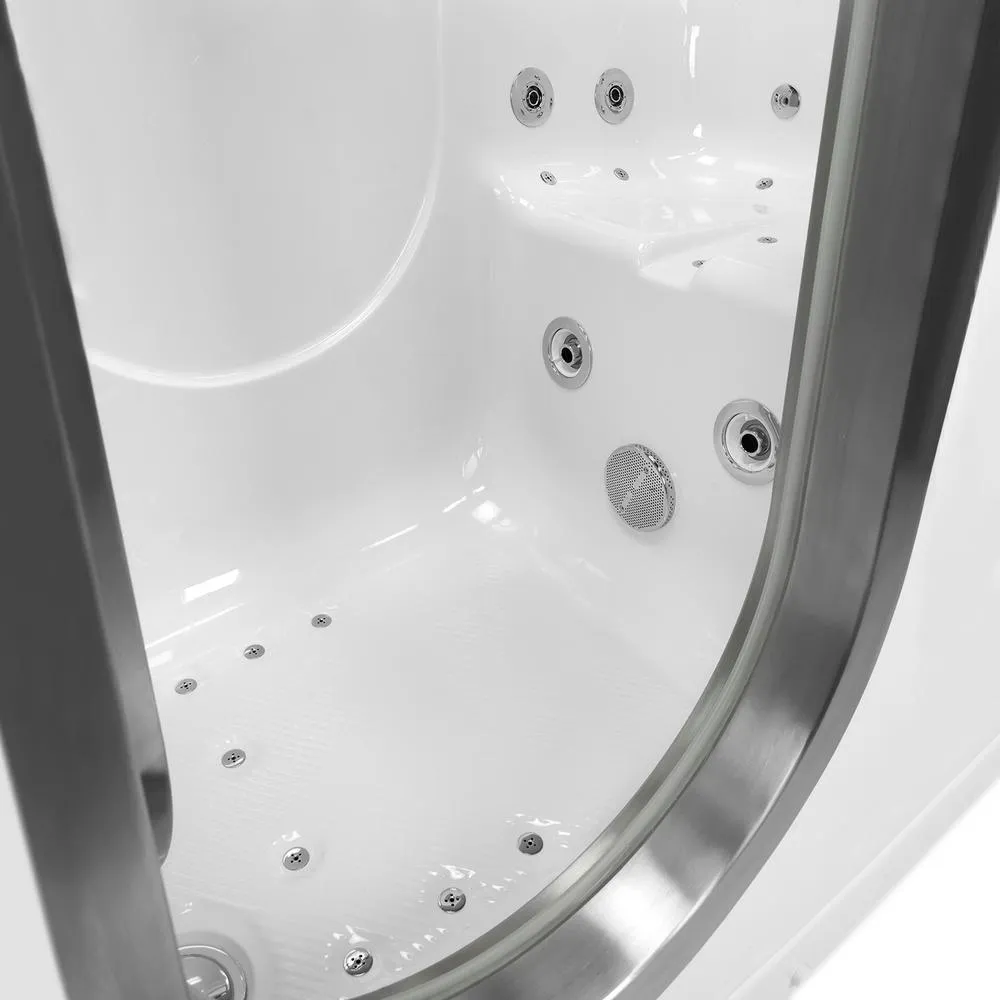 Ella Deluxe 55 in. Acrylic Walk-In Whirlpool and Air Bath Bathtub in White, Thermostatic Faucet Set, LHS 2 in. Dual Drain, photo 5 of 12
