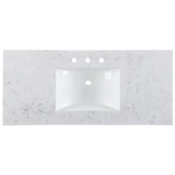 Westcourt 49 in. W x 22 in. D Bath Vanity in Sterling Gray with Stone Effect Vanity Top in Pulsar with White Sink, photo 2 of 6