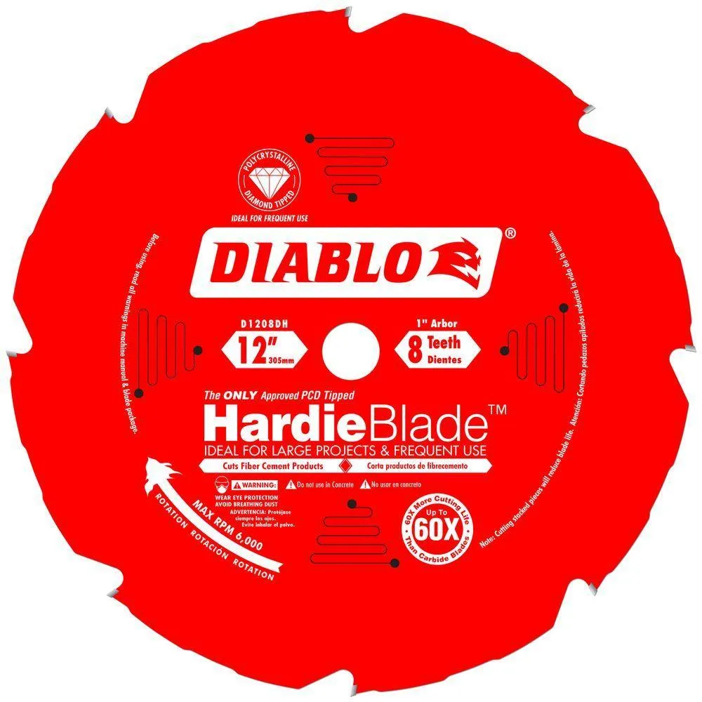 12 in. x 8-Tooth Polycrystalline Diamond (PCD) Tipped James Hardie/Fiber Cement Cutting Saw Blade, photo 6 of 17