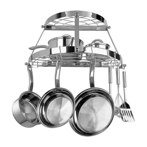 24.62 × 12.371 in Stainless Steel Half-Circle Pot Rack