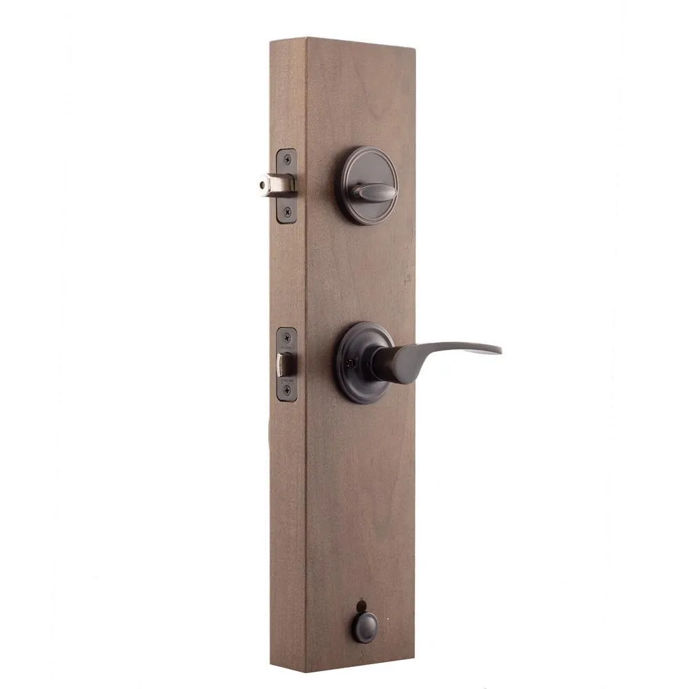 Mid Century Modern Tuscan Bronze Door Handleset with Left Hand Scandinavian Lever Trim, photo 4 of 5