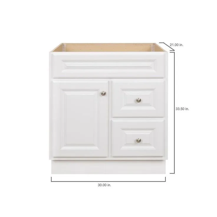 Hampton Bay Hampton 30 in. W x 21 in. D x 33.5 in. H Bathroom Vanity Cabinet Only in White, photo 2 of 15