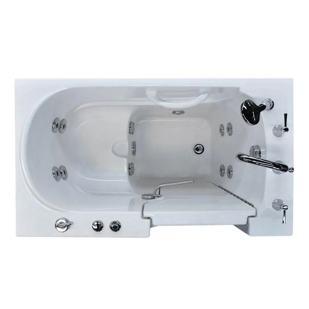 Rampart Nova Heated 3.9 ft. Walk-in Whirlpool Bathtub with 6 in. Tile Easy Up Adhesive Wall Surround in White, photo 9 of 13