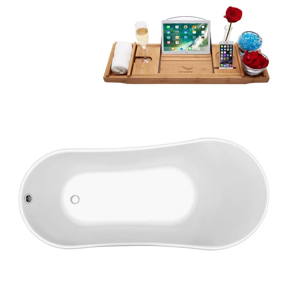 Streamline 59.1 in. Acrylic Clawfoot Non-Whirlpool Bathtub in White, photo 3 of 7