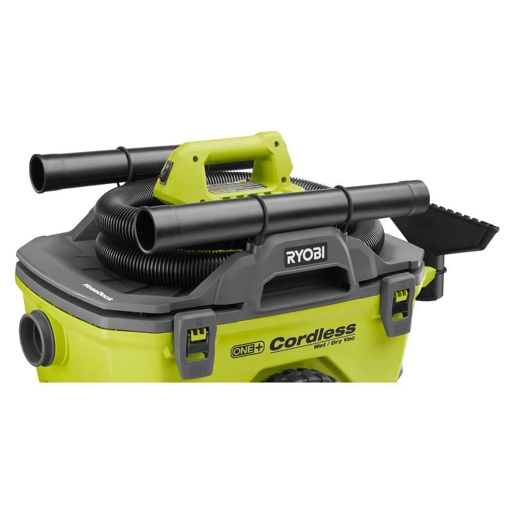 18-Volt ONE+ 6 Gal. Cordless Wet/Dry Vacuum (Tool Only) with Hose, Crevice Tool, Floor Nozzle and Extension Wand, photo 4 of 15