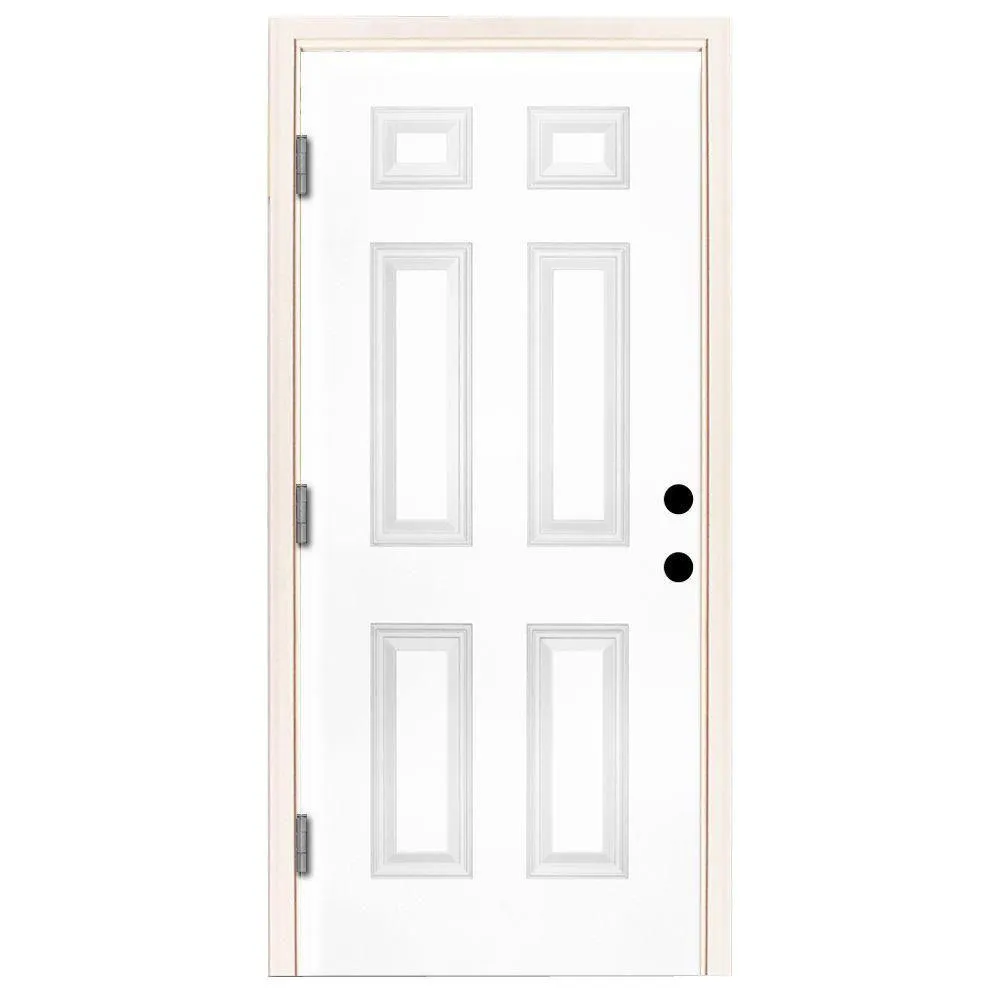 Steves & Sons 42 in. x 80 in. Premium 6 Panel Primed White Steel Prehung Front Door, photo 12 of 17