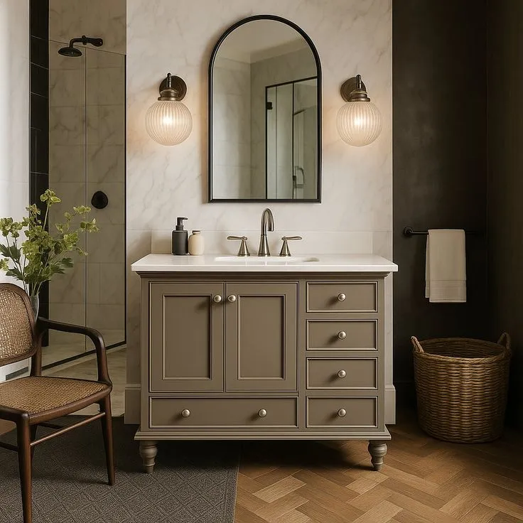 Home Decorators Collection Orillia 42-Inch Greige Bathroom Vanity with Marble Top, photo 2 of 3