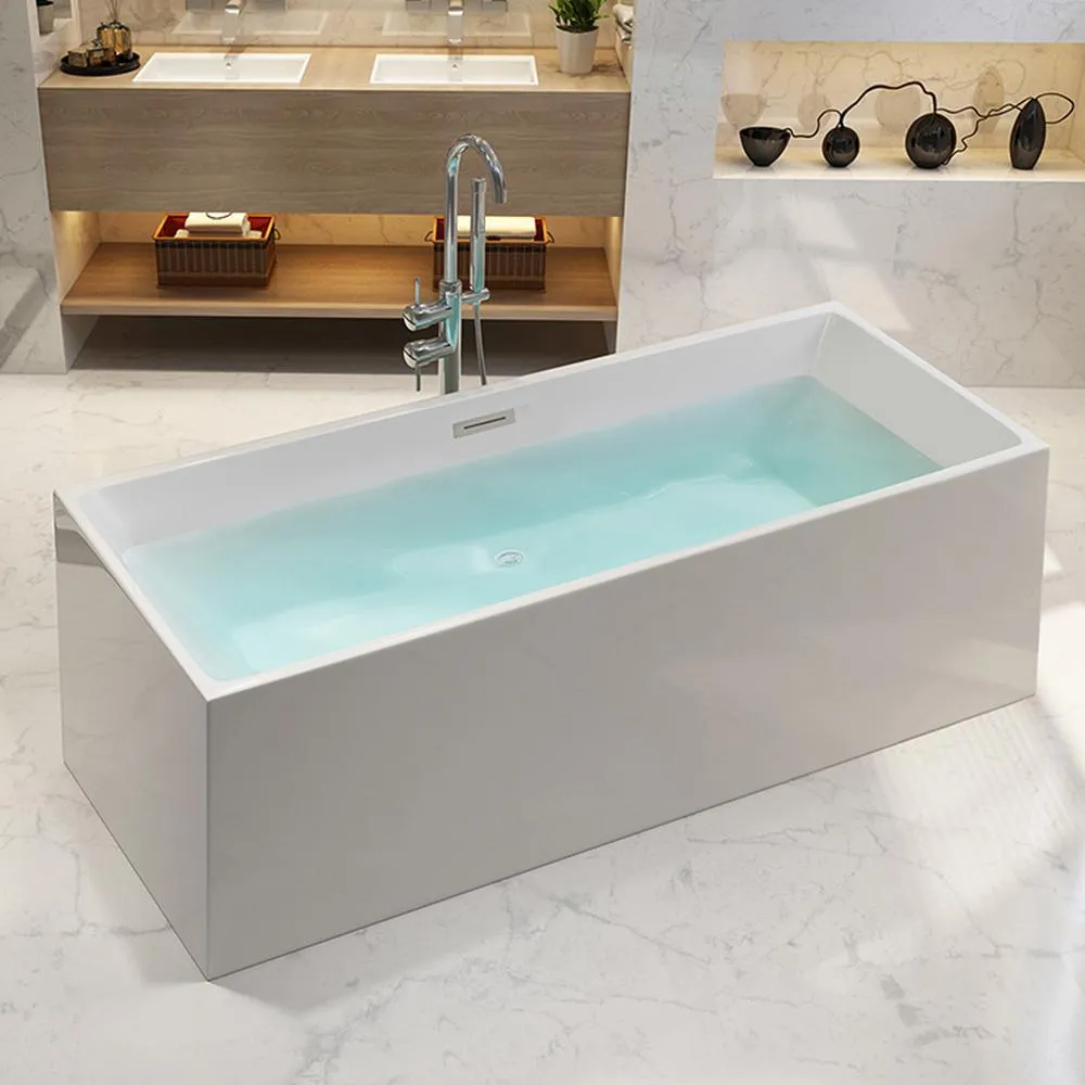 Talence 67 in. Acrylic Flatbottom Freestanding Bathtub in White, photo 4 of 9