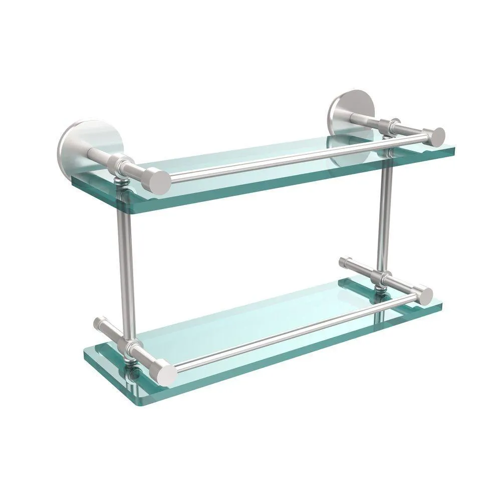 Allied Brass 16 in. L x 8 in. H x 5 in. W 2-Tier Clear Glass Bathroom Shelf with Gallery Rail in Brushed Bronze, photo 2 of 17