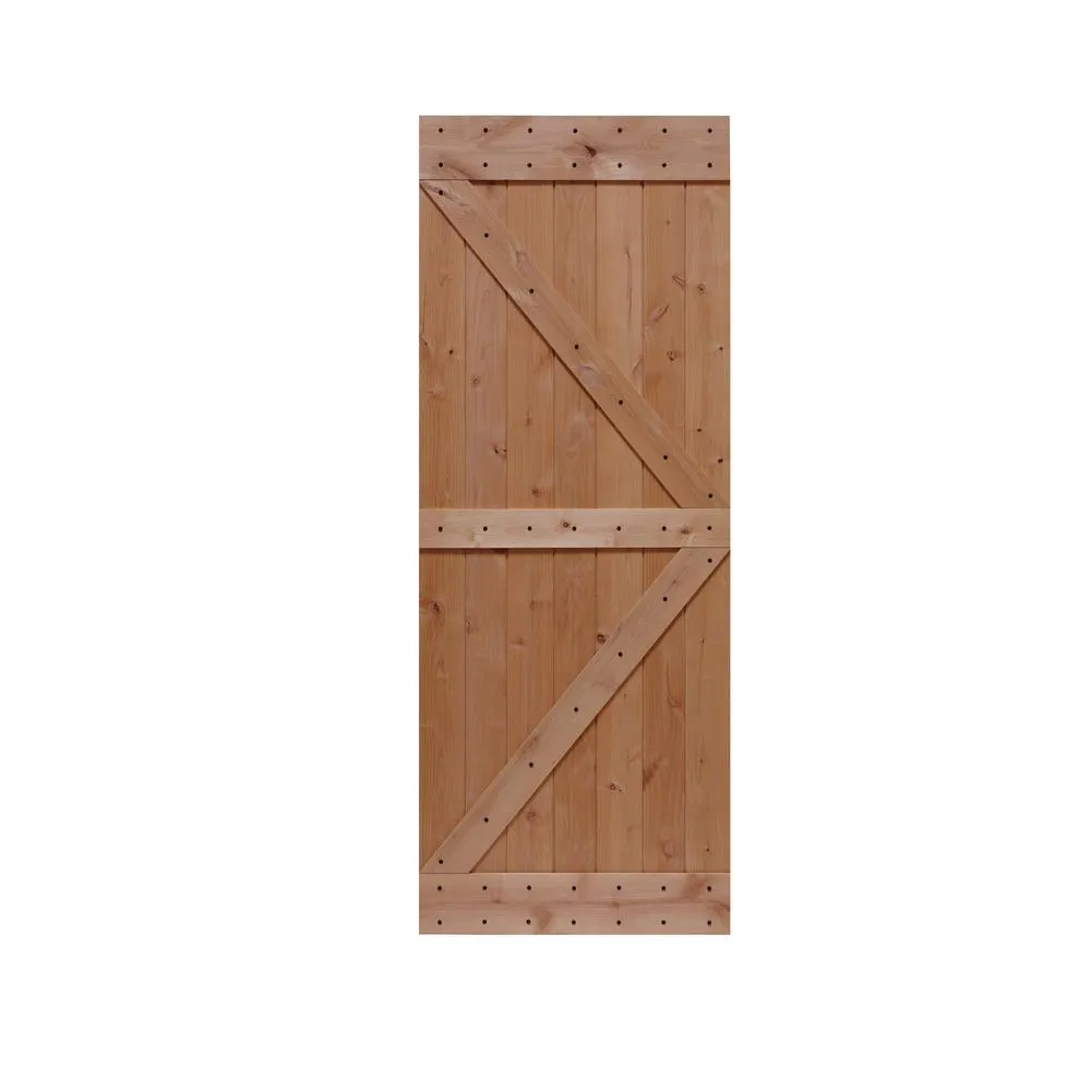 LUBANN 32 in. x 84 in. Ready-to-Assemble British Brace Hardwood Interior Sliding Barn Door Slab with Hardware Kit, photo 5 of 27